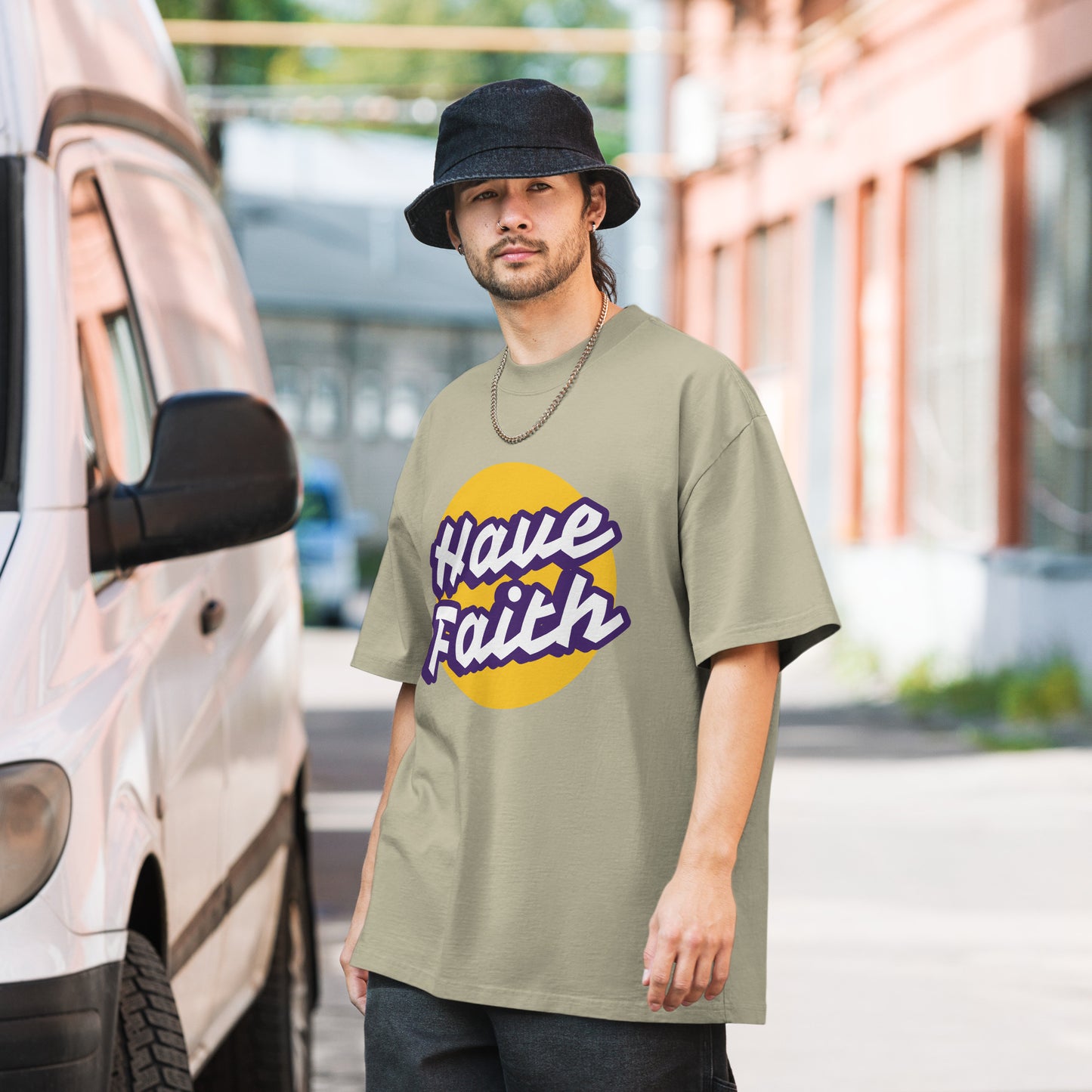 Have Faith Oversized Faded T-shirt