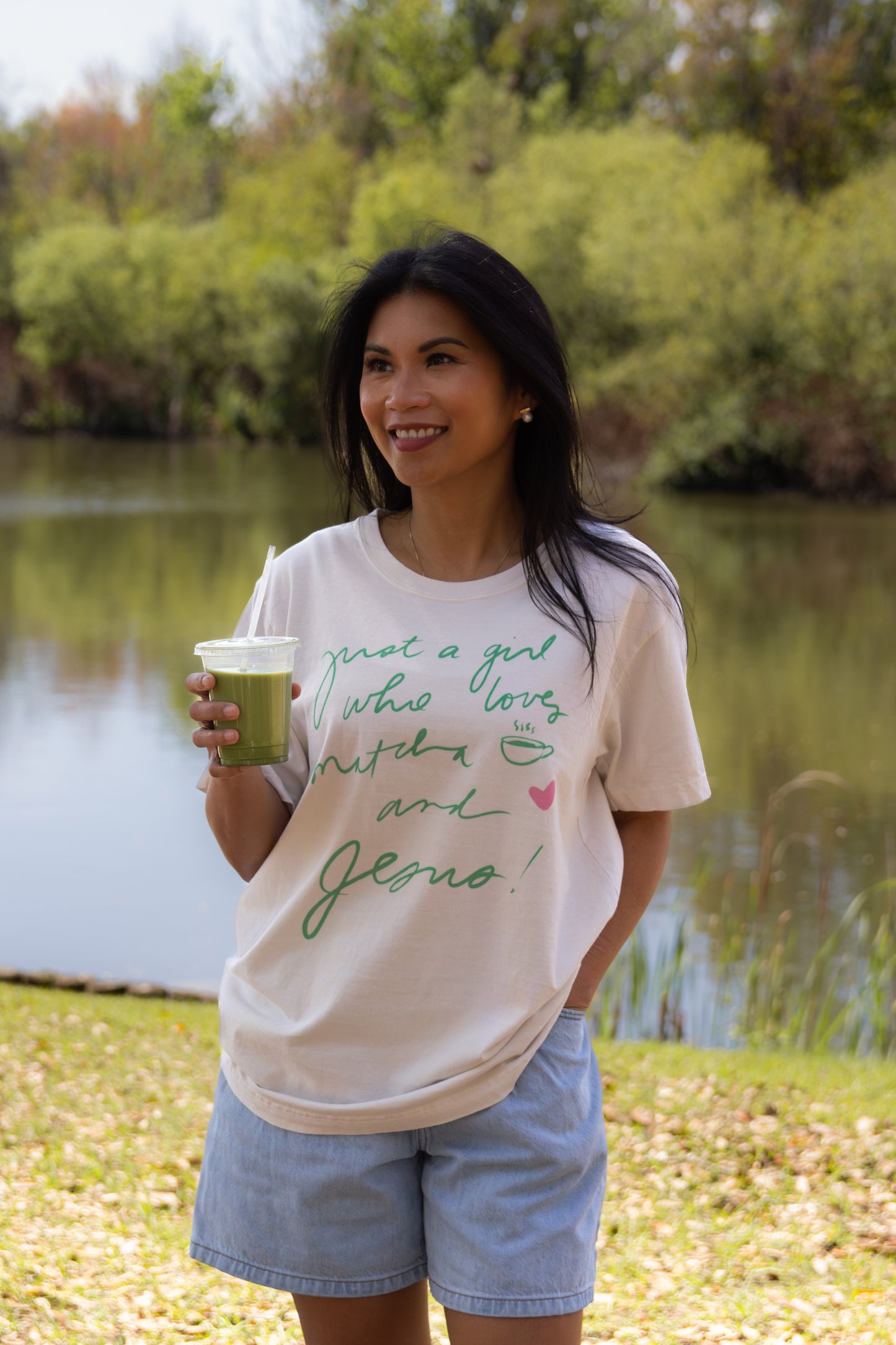 Just a Girl who Loves Jesus and Matcha Tee